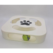 SBN - Store 3D Baskı Etkileşimli Kedi Oyuncağı Pati Desenli Toplu Zeka Oyuncağı Kare Toplu Parkur Krem Siyah