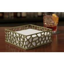 SBN - Store 3D Baskı Organik Desenli Peçetelik Kokteyl Peçete Tutucu 12,5X12,5 cm Delikli Peçete Standı - Yeşil