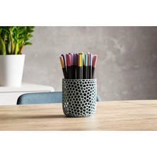 SBN - Store 3D Baskı Delikli Organik Desenli Kalemlik ve Çok Amaçlı Organizer Fırçalık Masaüstü Saklama Kabı - Mavi Gri