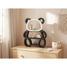 SBN - Store 3D Baskı Panda Şeklinde Duvar ve Masa Rafı Çocuk Odası Oyuncak Rafı Siyah Beyaz Panda Kitaplık