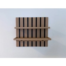 SBN - Store 3D Baskı Duvara Monte Çizgili Panel Raf Iki Katlı Dekoratif Duvar Rafı Organizer Düzenleyici - Bej