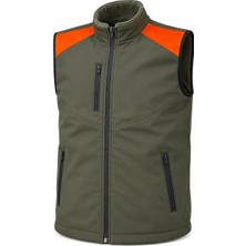 Widi Wıdı Hunting Erkek Avcı Yeleği Fermuarlı Cepli Outdoor Haki Turuncu Detaylı Yelek