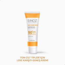 Sinoz SPF 50+ Leke Karşıtı Yüksek Koruyucu Yüz Güneş Kremi Tüm Ciltler İçin 50 ml