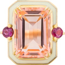 Abgar Özasi Mücevherat Topaz ve Yakut Taşlı Art Deco Tasarım 925 Ayar Gümüş Yüzük, Istanbul Collection Rings
