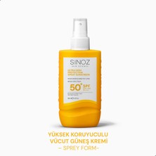 Sinoz SPF50+ Ultra Yüksek Koruyucu Sprey Vücut Güneş Kremi - Nemlendirici Hassas Bakım 200 ml