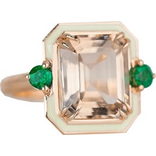 Abgar Özasi Mücevherat Topaz ve Zümrüt Taşlı Art Deco 925 Ayar Gümüş Yüzük, Istanbul Collection Rings