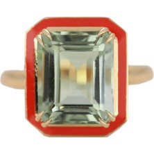 Abgar Özasi Mücevherat Green Ametist Taşlı Art Deco Tasarım 925 Ayar Gümüş Yüzük,istanbul Collection Rings