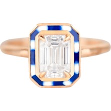 Abgar Özasi Mücevherat Mozanit Taşlı Art Deco Tasarım 925 Ayar Gümüş Yüzük, Istanbul Collection Rings