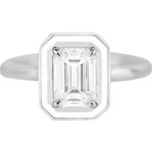 Abgar Özasi Mücevherat Mozanit Taşlı Art Deco Tasarım 925 Ayar Gümüş Yüzük, Istanbul Collection Rings