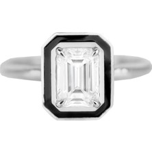 Abgar Özasi Mücevherat Mozanit Taşlı Art Deco Tasarım 925 Ayar Gümüş Yüzük, Istanbul Collection Rings