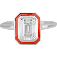 Abgar Özasi Mücevherat Mozanit Taşlı Art Deco Tasarım 925 Ayar Gümüş Yüzük, Istanbul Collection Rings