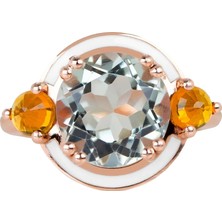 Abgar Özasi Mücevherat Green Ametist ve Sitrin Taşlı Art Deco Tasarım 925 Ayar Gümüş Yüzük, Istanbul Collection Rings