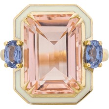 Abgar Özasi Mücevherat Topaz ve Safir Taşlı Art Deco Tasarım 925 Ayar Gümüş Yüzük, Istanbul Collection Rings