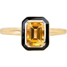 Abgar Özasi Mücevherat Sitrin Taşlı Art Deco 925 Ayar Gümüş Yüzük, Istanbul Collection Rings