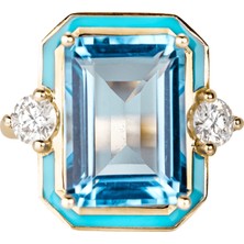 Abgar Özasi Mücevherat Sky Topaz ve Mozanit Taşlı Art Deco Tasarım 925 Ayar Gümüş Yüzük,istanbul Collection Rings