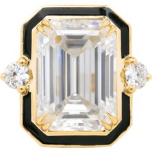 Abgar Özasi Mücevherat Mozanit Taşlı Art Deco Tasarım 925 Ayar Gümüş Yüzük, Istanbul Collection Rings