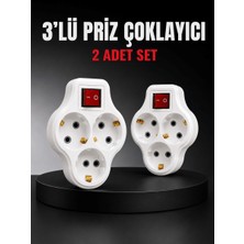 Astraltech 3’lü Priz Çoklayıcı 2 Adet Set Anahtarlı Kablosuz Duvar Tipi Priz Çoğaltıcı