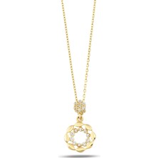 Debora Jewelry 14 Ayar Altın Çiçek Tasarımlı Taşlı Kolye