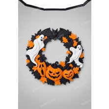 Bonolupo Cadılar Bayramı Kapı Süsü Balkabağı ve Hayaletli Halloween Duvar Çelengi Dekoru (23 Cm)