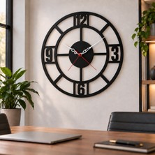 ReklamX Lazer Kesim Siyah Duvar Saati 30x30 cm Modern Dekoratif Tasarım