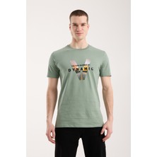 Maxi Modena Urban Grafik Baskılı Erkek T-Shirt – Streetwear Stil, Günlük Rahat Kalıp - Yeşil
