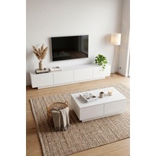 Robin Home Prime 200CM Tv Ünitesi Orta Sehpa 2'li Set Beyaz