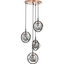 Kryon AV-60291-4T-BSY Siyah Boyalı Modern Avize E14 Metal Cam 35CM