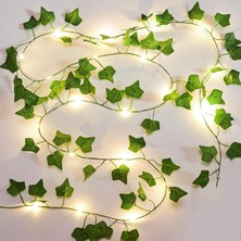 Kryon Ledli Sarmaşık Yapay Yaprak Işıklı Dal 3 Metre LED 2.4 Metre Yapay Yeşil Vine, Günışığı Dekoratif Aydınlatma, Ev Oda Parti Duvar Süsleme