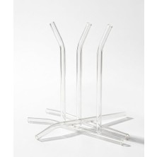 Kryon 6'lı Şeffaf Cam Pipet Seti - 15 cm Boy Eğri Cam Pipet - Kokteyl, Soğuk Kahve ve Meşrubat Pipeti