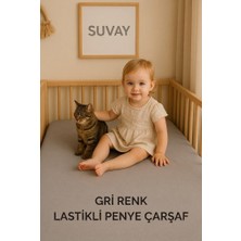 Kryon SUVAY%100 Pamuklu Bebek Lastikli Çarşaf - Penye Kumaş - Park Yatak | 60X120 | 70X110 | 70X120 | 70X130 | 70X140 | Krem | Beyaz | Gri | Pembe | Mavi (Gri)