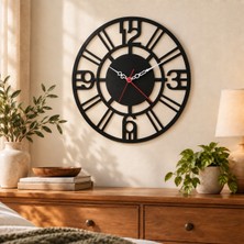 ReklamX Dekoratif Siyah Duvar Saati 30x30 cm Modern Ev ve Ofis Saati
