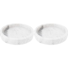 Kryon DF2369 20,32 cm Yuvarlak Oymalı Mermer Tepsisi, Beyaz (2 Paketi)