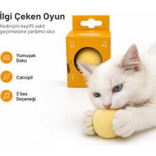 Kryon Catnipli Sesli Pilli Kedi Oyuncağı, Dokunulduğunda Ses Çıkaran Interaktif Kedi Topu, Dahili Pilli Oyun Topu, Kedilerin Oyun ve Avlanma Içgüdüsünü Destekleyen (Sarı)