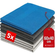 Kryon Mikrofiber Temizlik Bezi 5'li Paket, 60X40 cm Çok Amaçlı Sihirli Araba Cam, Toz, Mutfak, Oto ve Motosiklet Temizlik Bezi
