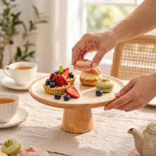 Kryon Mango Ağacı Ayaklı Sunum Tabağı 30 Cm, 13,5 cm Yükseklik, Yuvarlak Geniş Servis Yüzeyli Kek, Pasta, Kurabiye ve Tatlı Sunum Standı
