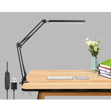 Kryon Dekoratif LED Masa Lambası SY040 USB Kablolu Kademeli 3 Eklemli LED Masa Lambası, Kıskaçlı Model Çalışma Masası Lambası Kitap Okuma Için Işık (SY040 - Siyah)