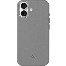 Kryon iPhone 17 Için Magsafe ile Uyumlu Çizilmeyen ve Parmak Izi Tutmayan Deri Görünümlü Metal Tuşlu ve Metal Lens Çerçeveli Hybrid Silikon Kılıf (Gri, 17)
