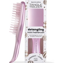 Kryon Mini Ultimate Detangler Chrome Saç Açıcı Fırça Islak ve Kuru Saçlar Için Satin Pink Patentli Çift Katmanlı Diş Teknolojisi Seyahat Boyu