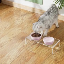 Kryon Gobypet Mama Kabı, Pleksi Kedi Mama ve Su Kabı ile Paspası, Kedi Mama Su Kabı, Çift Hazneli Seramik Mama Ve, Kedi Mama, Köpek Mama Kabı, (Pembe Seramik)