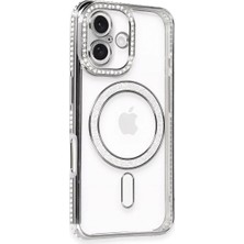 Belirtilmemiş Apple iPhone 16 Kılıf Joke Simli Magneticsafe Kılıf - Gri