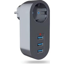 Kryon Akım Korumalı Kablosuz Priz 3 USB Girişli USB 2.1A 2500W 10A 3400