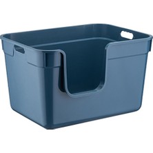Kryon Yüksek Kenarlı Yarı Açık Kedi Tuvaleti, Geniş, Pratik ve Kolay Temizlenebilir 54 x 40 x 32 cm (Lacivert-Mavi)