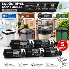 Kryon Endüstriyel Büyük Boy Çöp Torbası 65X80 Cm, Her Ruloda 10 Adet, Siyah-5rulo