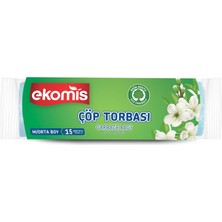 Kryon Orta Boy Çöp Torbası 15 Adet 55 x 60 cm Doğa Dostu Geri Dönüştürülebilir Dayanıklı Evsel Atık Torbası