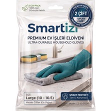 Kryon 2 Çift Smartizi Bulaşık ve Temizlik Eldiveni (10-10.5 Numara) - Büyük Boy Dayanıklı Doğal
