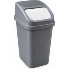 Kryon 10 L Sallanır Kapaklı Plastik Çöp Kovası, Antrasit