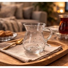 Afthonia Gümüş Boncuklu 6’lı Cam Çay Bardağı Seti – Gümüş Renkli Nokta Tasarım Detaylı Şık Çay Seti