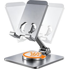 Kryon Metal Katlanabilir Masaüstü Telefon Tutucu ve Tablet Standı 360 Derece Dönen Ayarlanabilir Stand