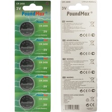 Kryon 5 Adet 2450 CR2450 DL2450 DL2450 ECR2450 KCR2450 3V Poundmax Lityum Düğme Piller, Düğme Pil, Çocuklara Dayanıklı Ambalaj, Akıllı Ev Cihazları, Küçük Elektronik Ev Aletleri, Araba Anahtarları ve Diğer