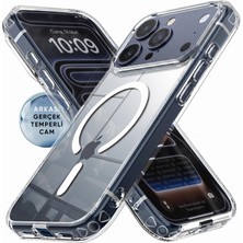 Kryon iPhone 17 Pro Max Için Ultra Super Şeffaf Magsafe ile Uyumlu Gerçek 9h Temperli Cam Arka Yüzey - Darbe Emici Tpu Yan Kenarlar, Kristal Berraklığında Şeffaf Kılıf (17 Pro Max)